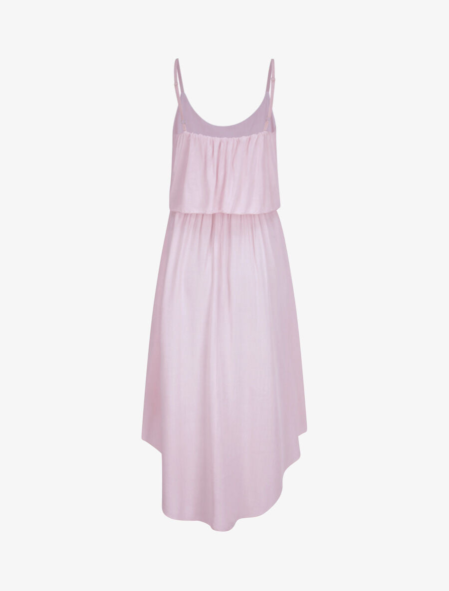 Robe mi-longue asymétrique à grand rabat - Rose clair - 2