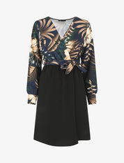 Robe bicolore imprimé fleuri - Marine - 1