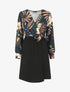 Robe bicolore imprimé fleuri - Marine - 1