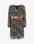 Robe élastiquée à imprimé fleuri - Noir - 1