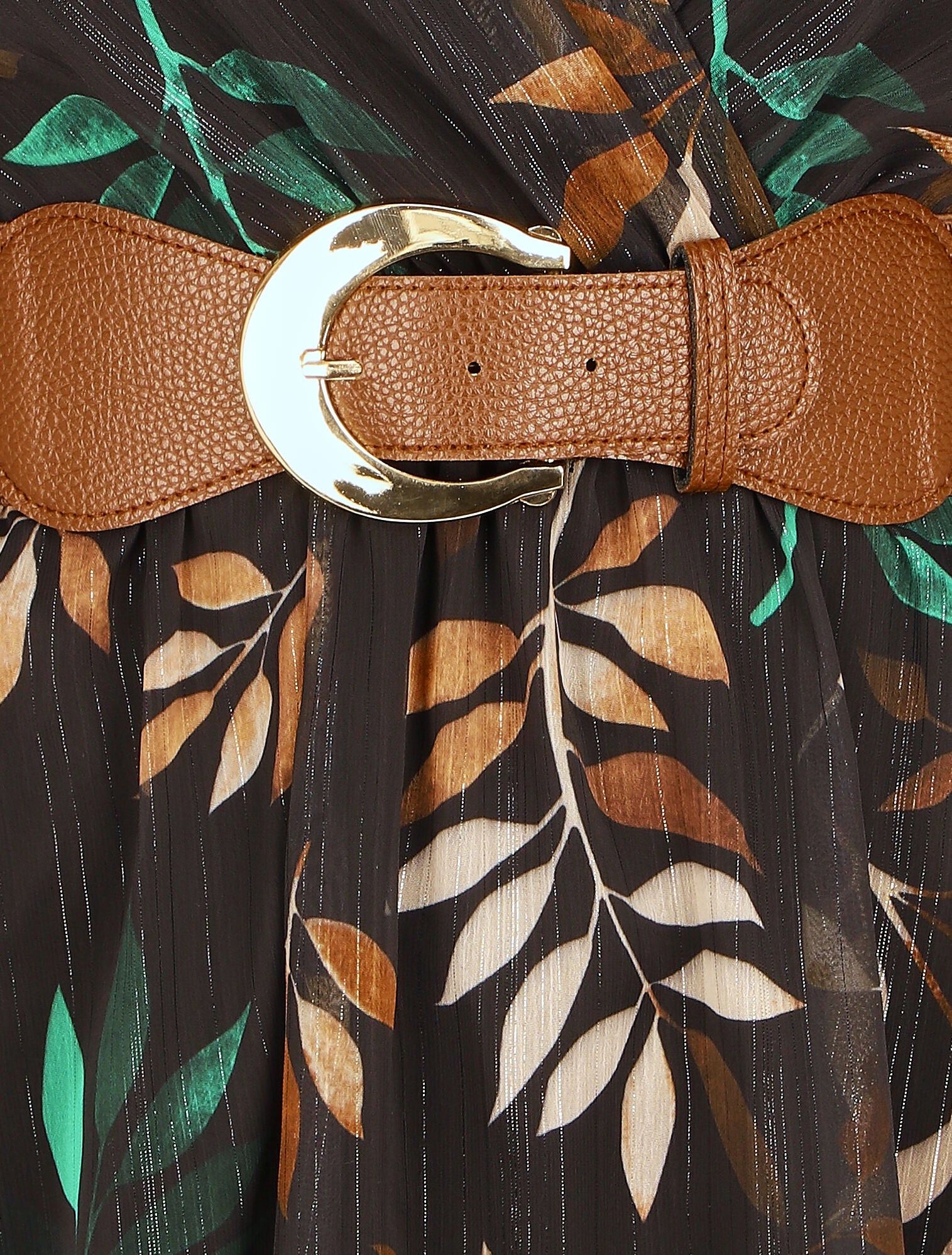 Robe élastiquée à imprimé graphique - Noir/vert - 3