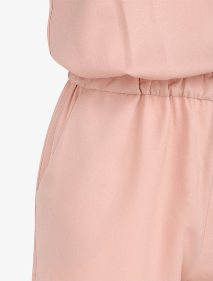 Combishort à bretelles et bords en dentelle - Rose poudré - 3