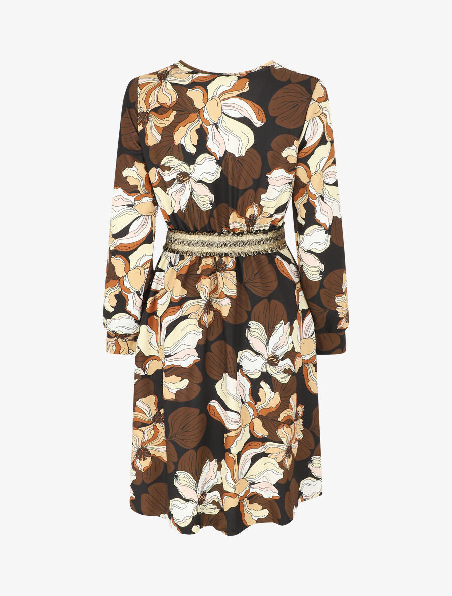 Robe courte évasée imprimé fleuri - Noir - 2
