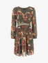 Robe courte évasée motif fleuri - Kaki - 6