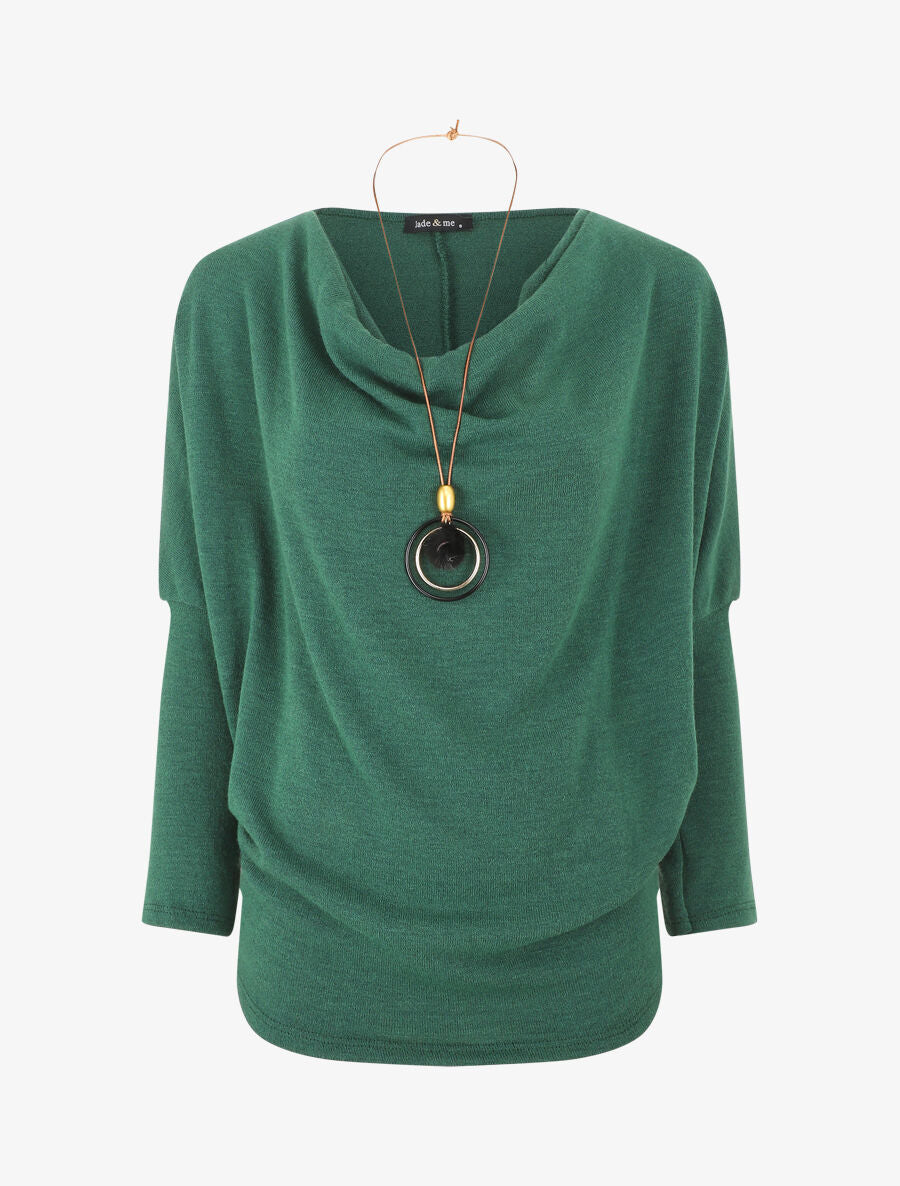 Pull droit basique col bénitier - Vert - 1