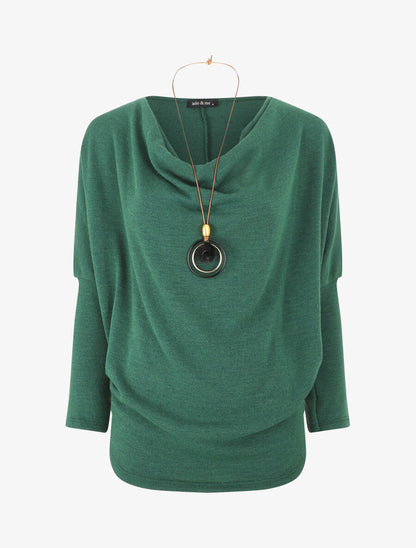 Pull droit basique col bénitier - Vert - 1