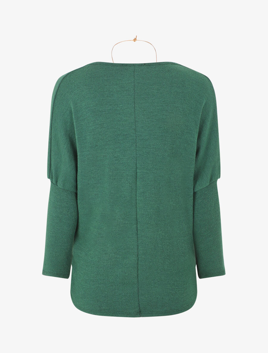 Pull droit basique col bénitier - Vert - 2