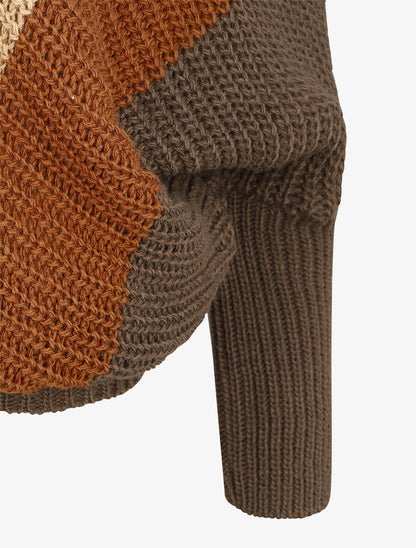 Pull en maille à manches chauves souris - Taupe - 3