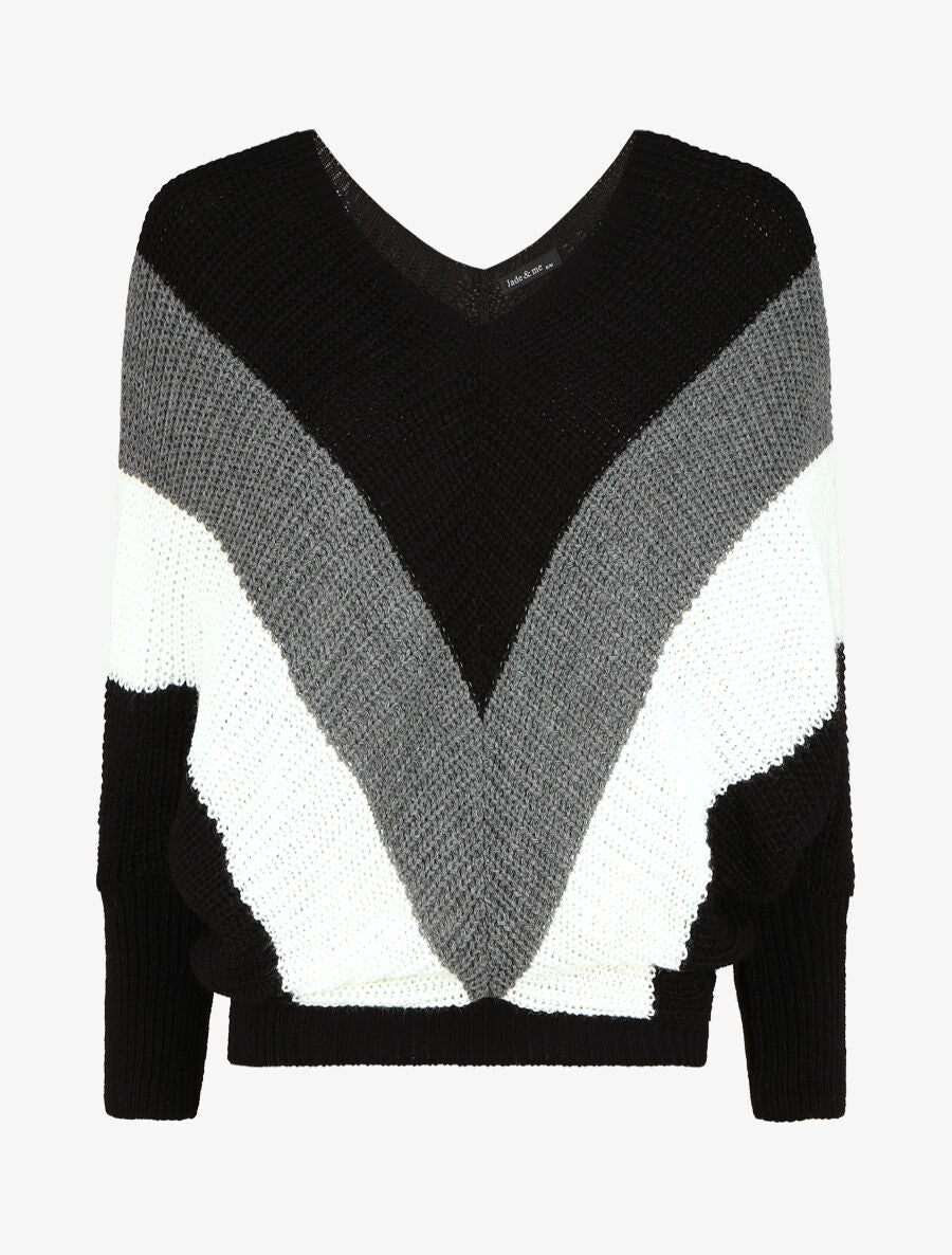 Pull en maille à manches chauves souris - Noir - 1