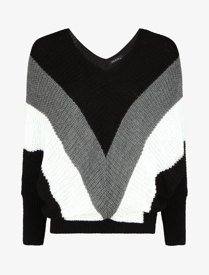Pull en maille à manches chauves souris - Noir - 1