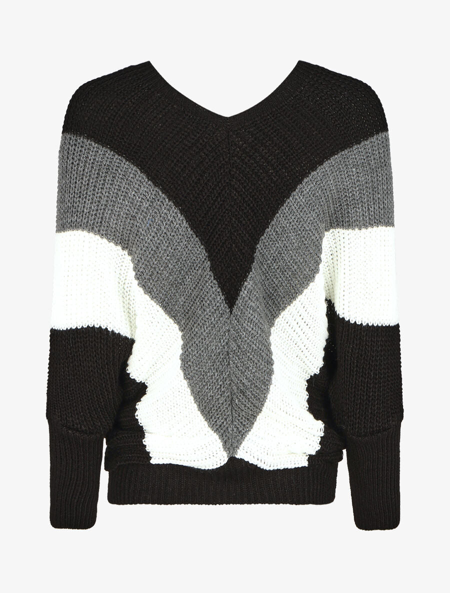 Pull en maille à manches chauves souris - Noir - 2