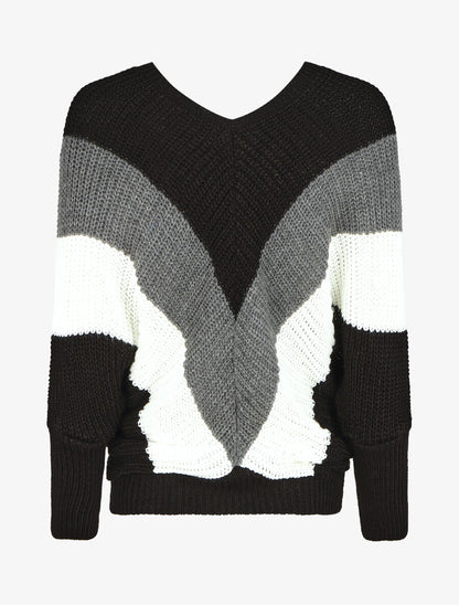 Pull en maille à manches chauves souris - Noir - 2