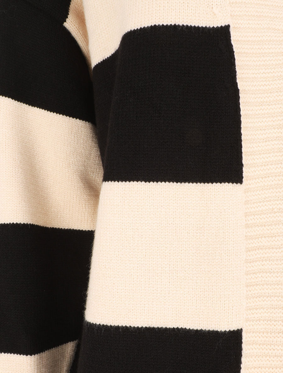 Gilet long rayé coupe droite - Beige - 3