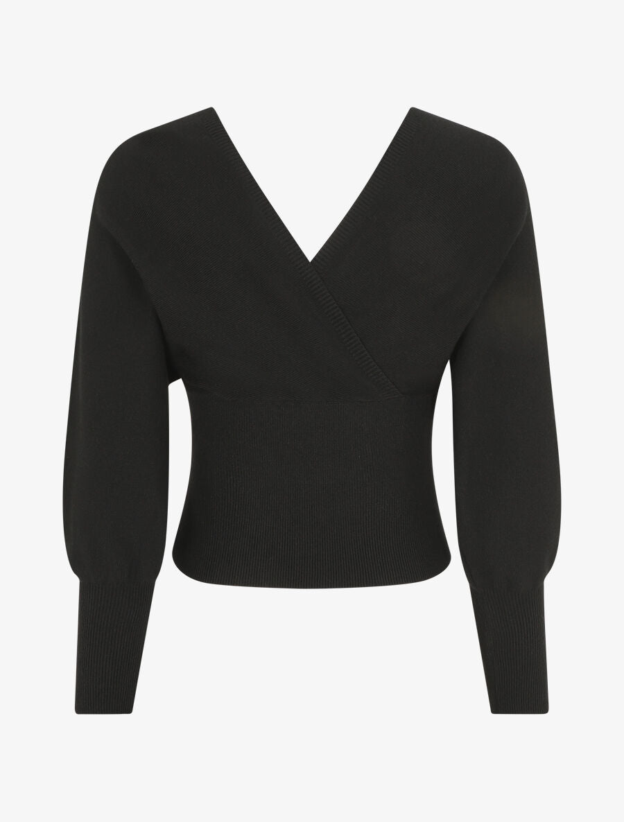 Pull crop top à manches longues - Noir - 2