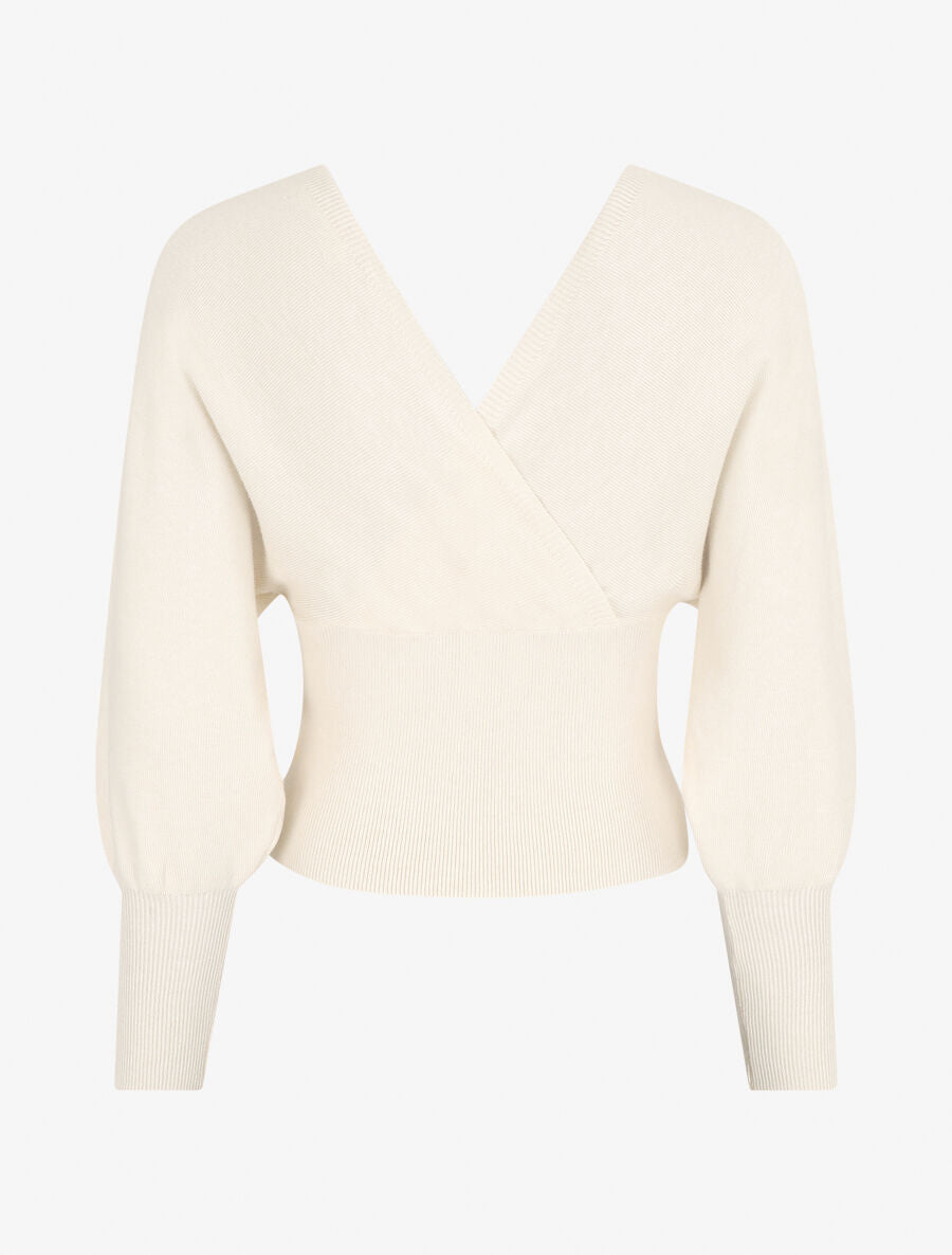 Pull crop top à manches longues - Crème - 2