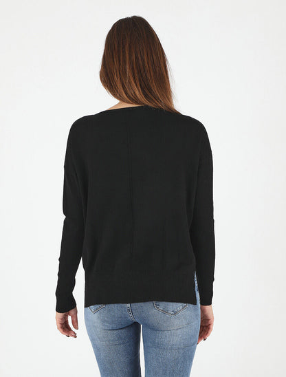 Pull fin uni classique - Noir - 5