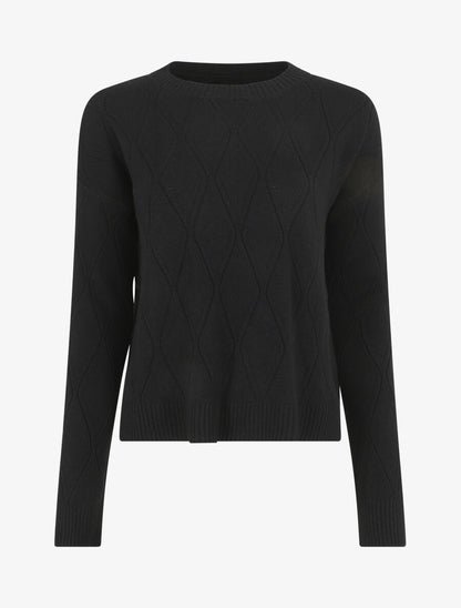 Pull fin uni classique à col rond - Noir - 1