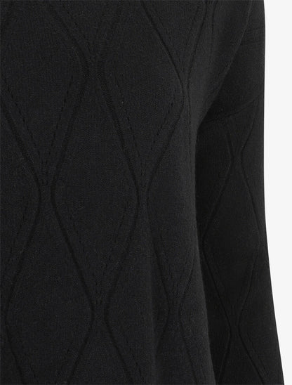 Pull fin uni classique à col rond - Noir - 3