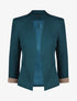 Blazer uni à revers imprimé alphabet - Bleu canard - 1