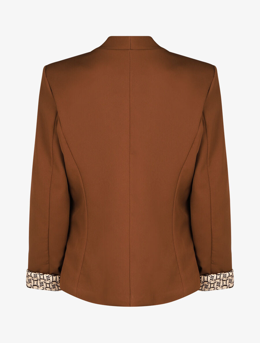 Blazer uni à revers imprimé alphabet - Marron - 2