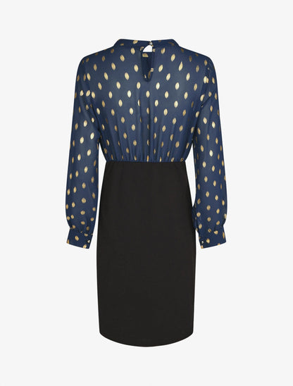 Robe droite bi-matière - Marine - 2