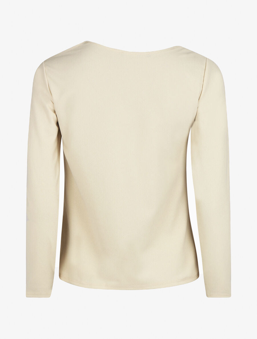 Blouse unie à empiècement métal à l&