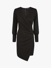 Robe droite unie effet drapé - Noir - 4