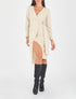 Robe longue unie effet portefeuille - Beige - 1