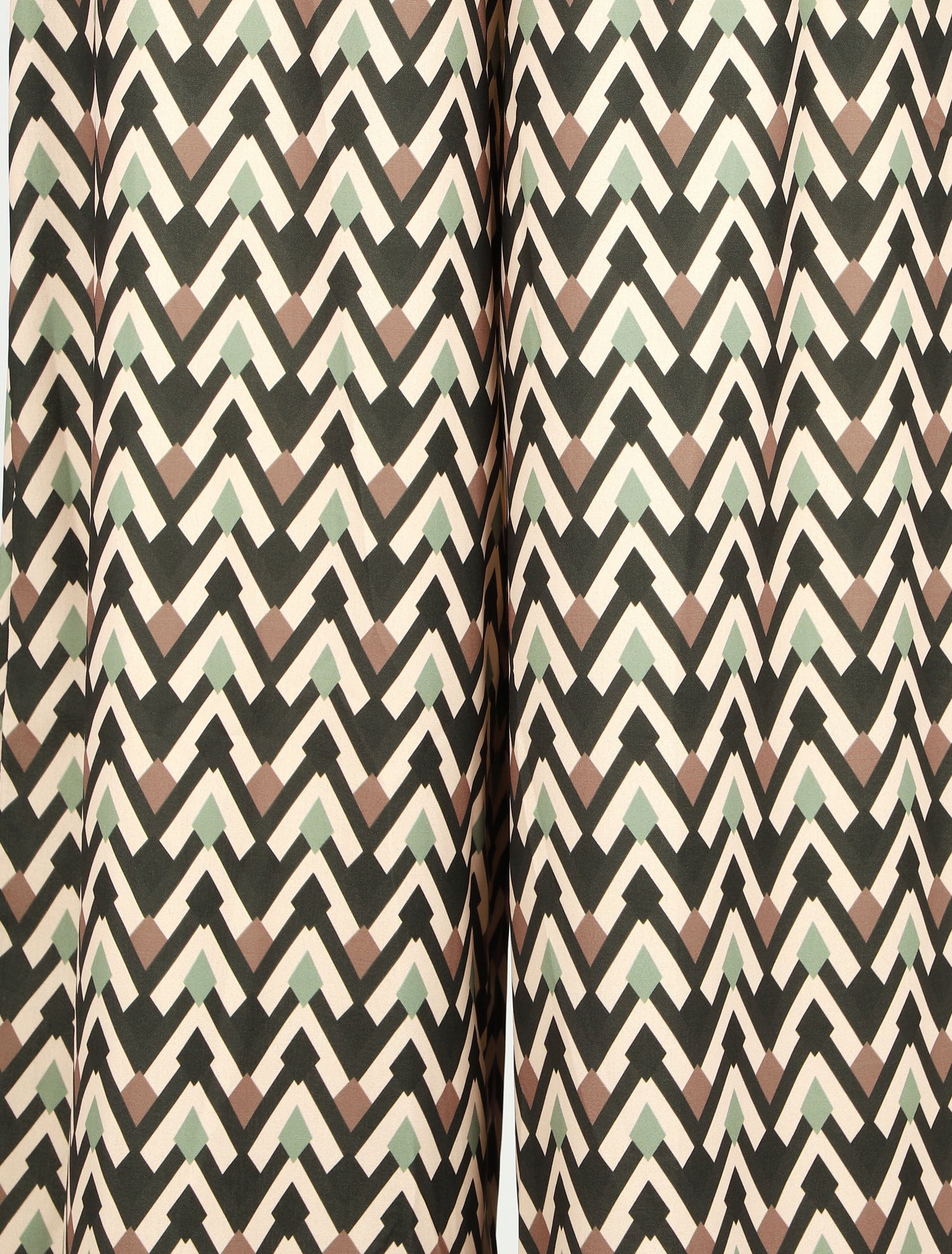 Pantalon ample taille haute motif zigzag fantaisie - Vert - 3