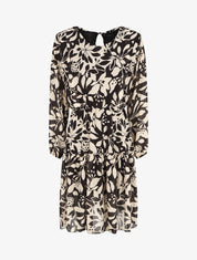 Robe évasée imprimé floral - Noir - 1