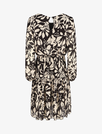 Robe évasée imprimé floral - Noir - 2