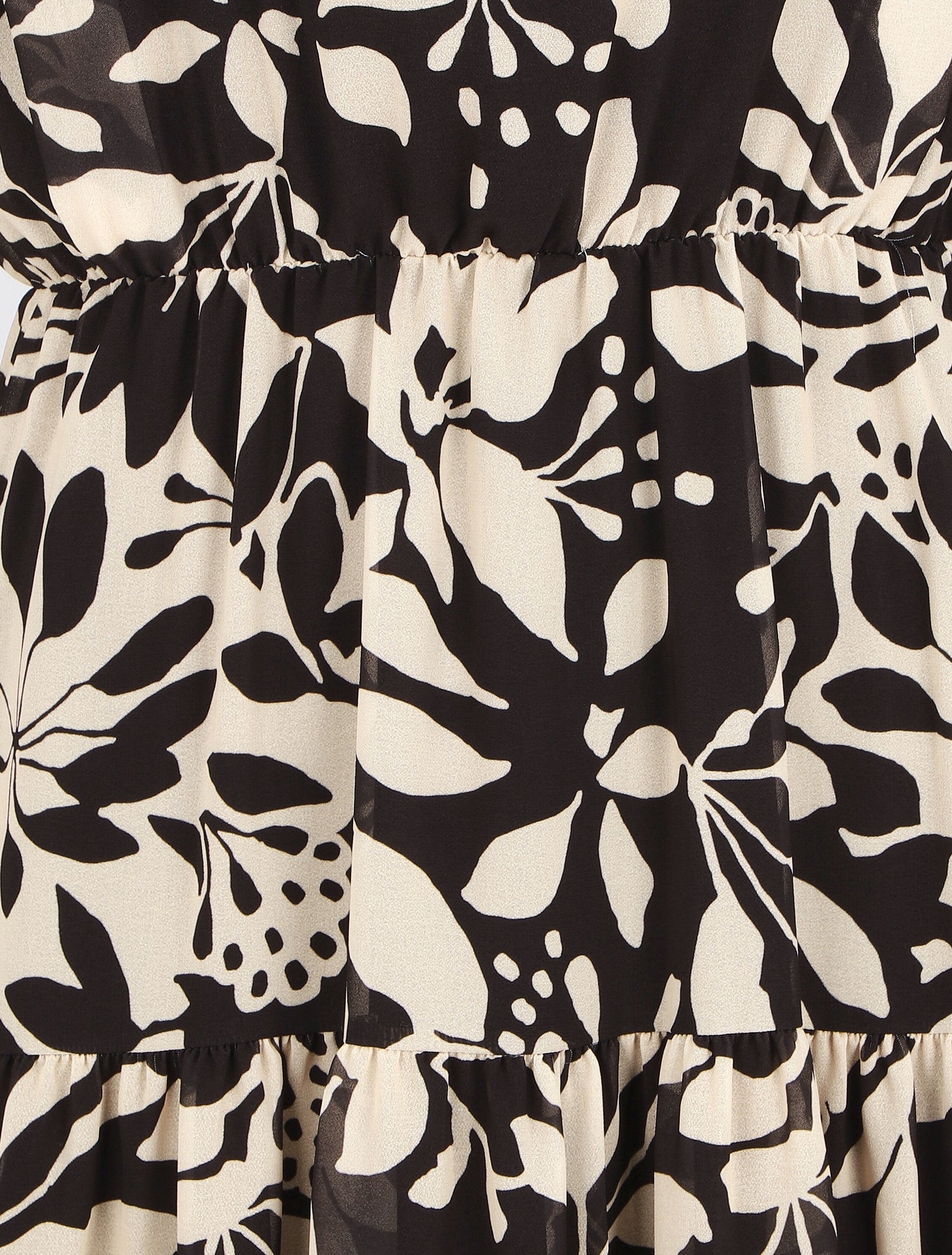 Robe évasée imprimé floral - Noir - 3