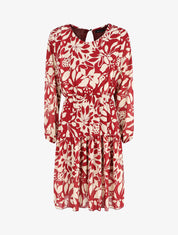 Robe évasée imprimé floral - Bordeaux - 1
