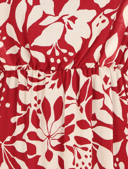 Robe évasée imprimé floral - Bordeaux - 3