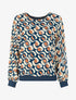 Blouse en voile imprimé graphique - Marine - 5