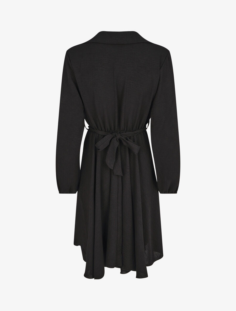 Robe chemise évasée unie - Noir - 2