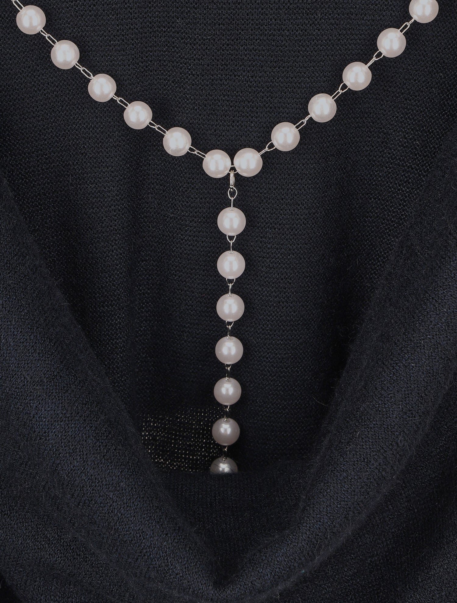 Pull loose dos nu bijou à perles - Marine - 3