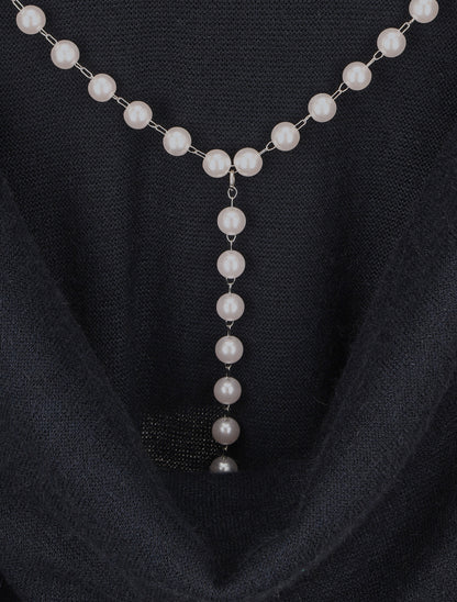 Pull loose dos nu bijou à perles - Marine - 3