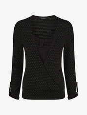Pull cache-coeur moucheté à noeud - Noir - 1