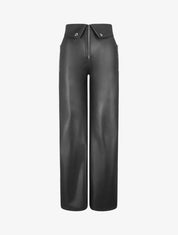 Pantalon ample en simili à revers - Noir - 4