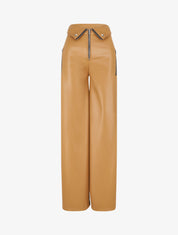 Pantalon ample en simili à revers - Camel - 1