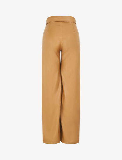 Pantalon ample en simili à revers - Camel - 2