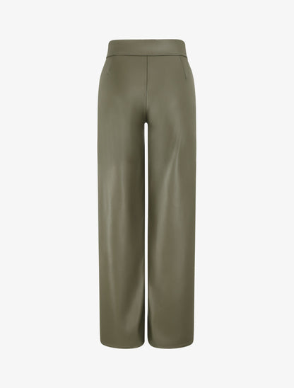 Pantalon ample en simili à revers - Kaki - 2