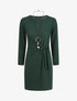 Robe ajustée à noeud et manches longues - Vert foncé - 5