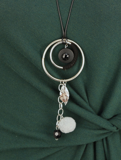 Robe ajustée à noeud et manches longues - Vert foncé - 3