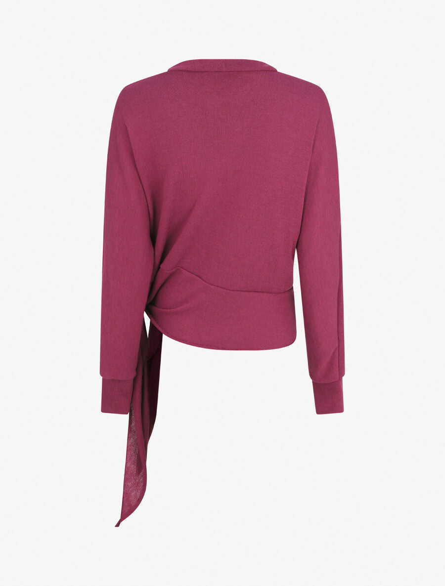 Pull droit uni à noeud - Violine - 2