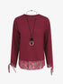 Pull fin bi-matière à imprimé fleuri - Prune - 1