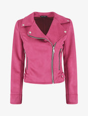 Veste en suédine style perfecto - Fushia - 1