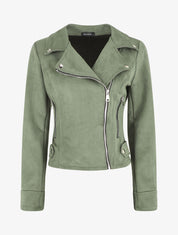 Veste en suédine style perfecto - Kaki - 1