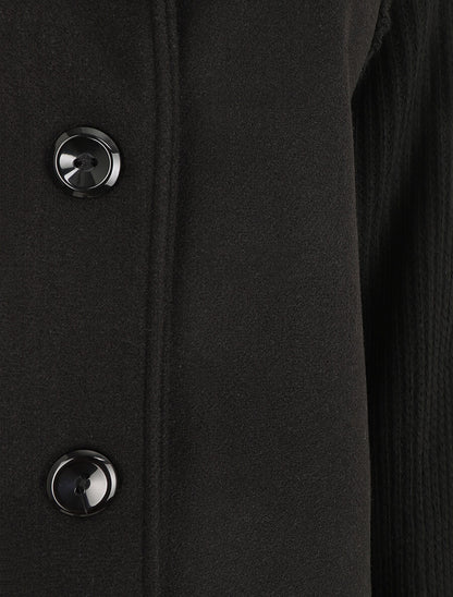 Manteau long oversize bi-matière - Noir - 3